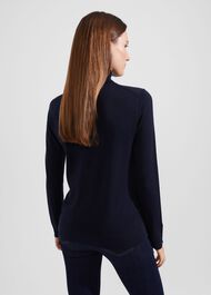 Lara Merino Wool Roll Neck Sweater, Navy, hi-res
