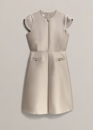Avery Wool Silk Dress, Oyster, hi-res