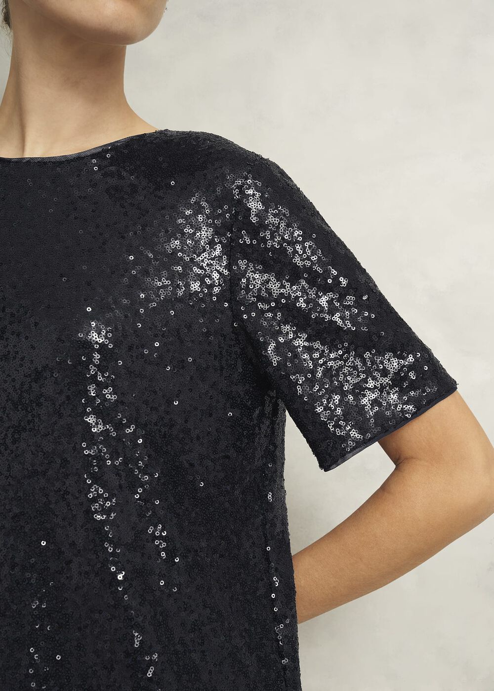 Lilibet Sparkle Sequin Short Sleeve Top, Hobbs Navy, hi-res