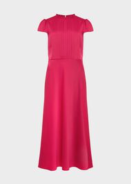 Marlene Satin Midi Dress, Fuchsia, hi-res