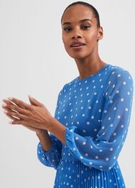 Selena Spot Fit And Flare Dress, Blue Ivory, hi-res