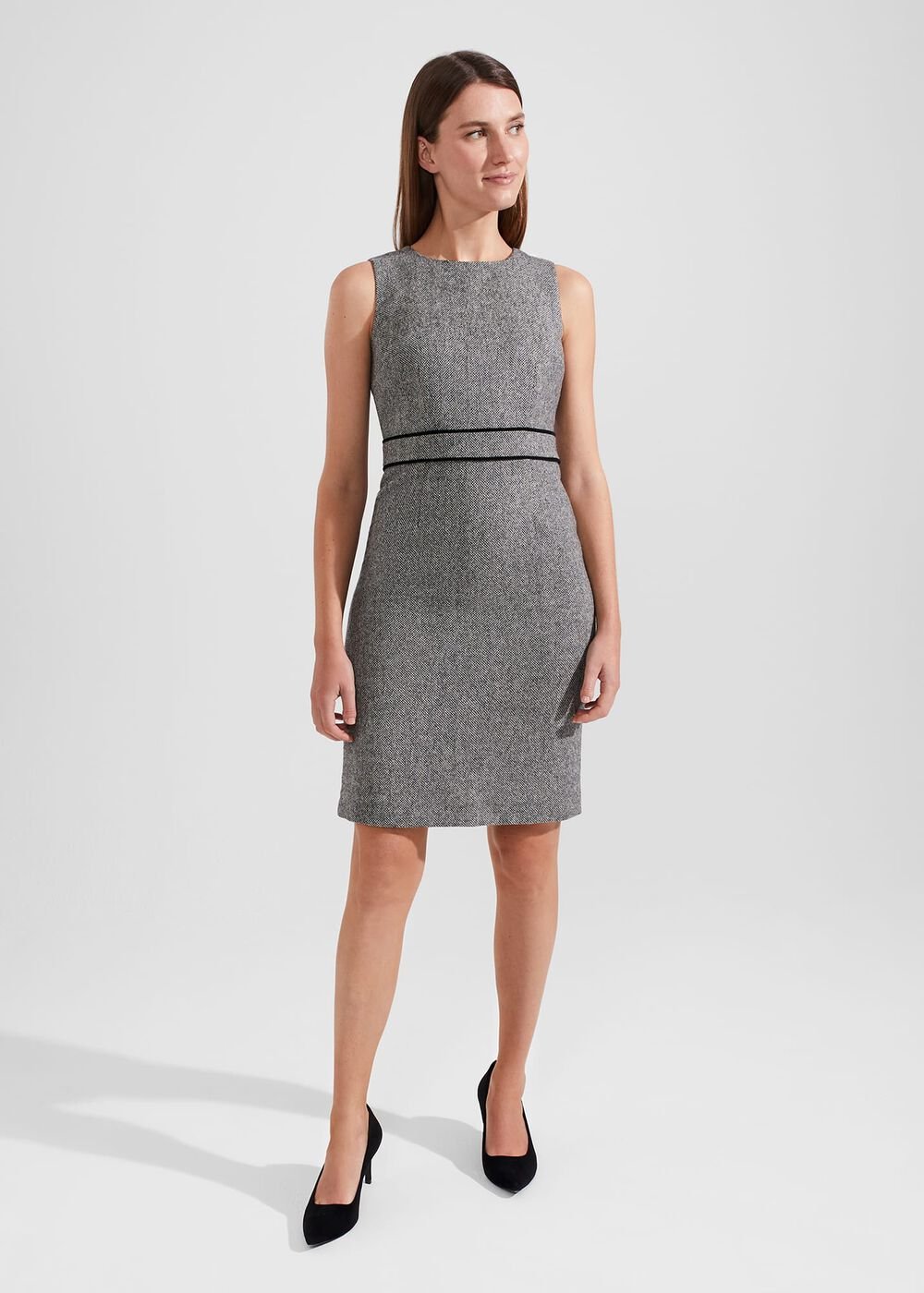 Elle Wool Dress, Black White, hi-res