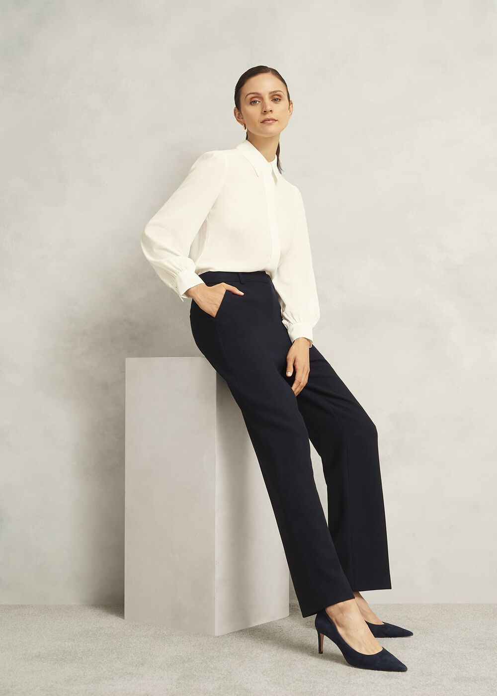Ivy Straight Pants, Navy, hi-res