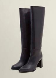 Prim Pull On Leather Boots, Black, hi-res