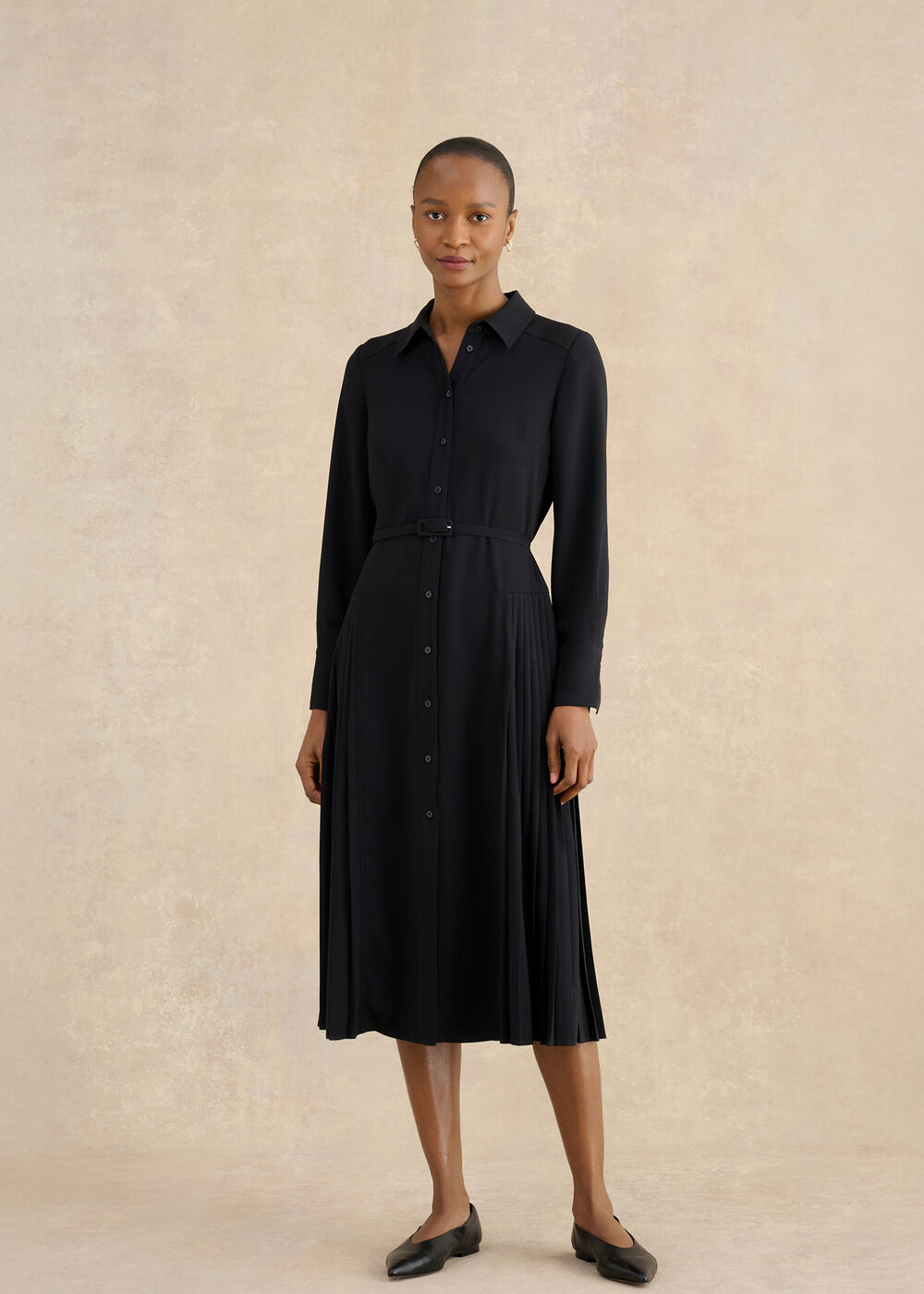 Ginny Shirt Dress, Black, hi-res