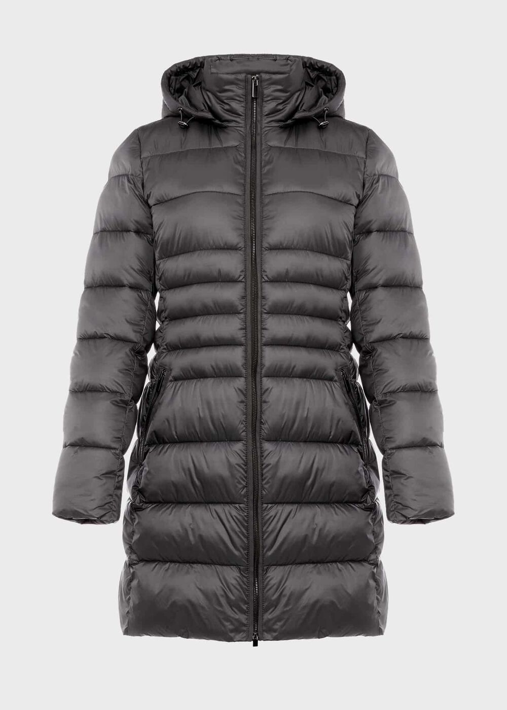 Danika Long Puffer Jacket With Hood, Charcoal Grey, hi-res