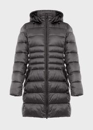 Danika Long Puffer Jacket With Hood, Charcoal Grey, hi-res