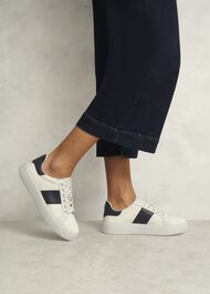 Sutton Canvas Leather Trainers, Natural Navy, hi-res
