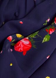 Eva Floral Silk Dress, Navy Multi, hi-res