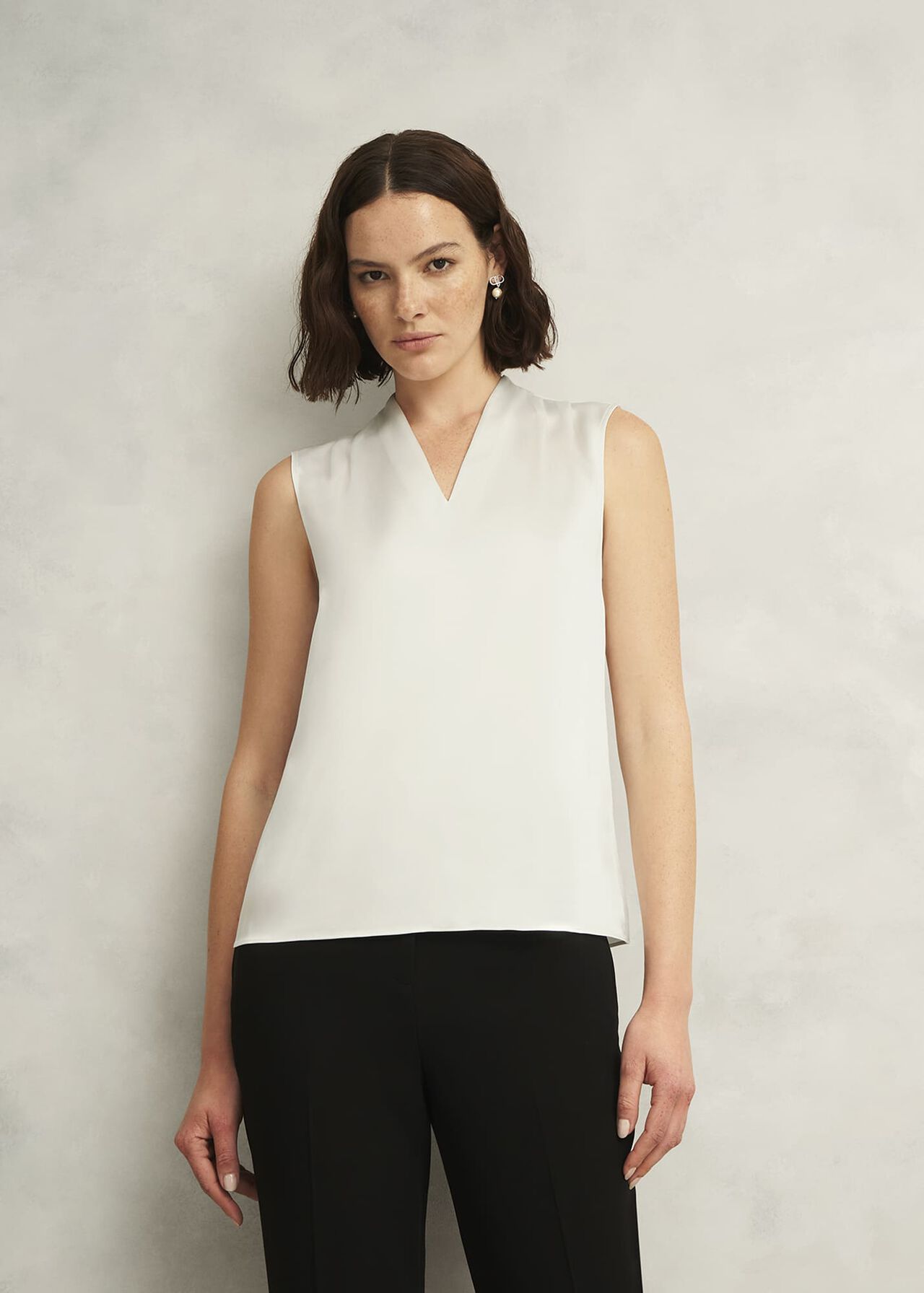 Ivory Nina Satin Blouse, Ivory, hi-res