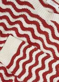Lulu Cotton Sweater , Red Ivory, hi-res
