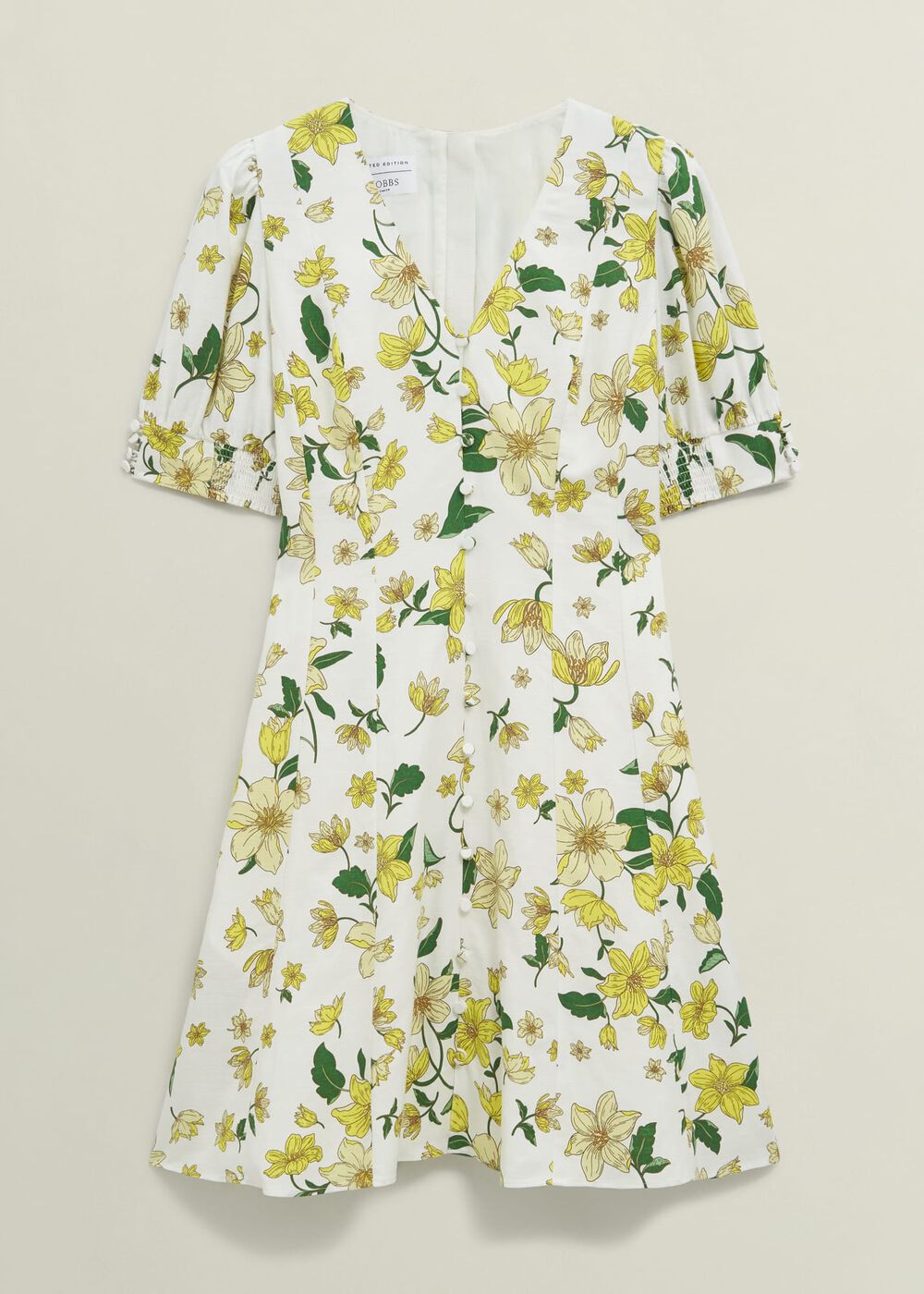 Coniston Floral Linen Blend Mini Dress, Ivory Multi, hi-res