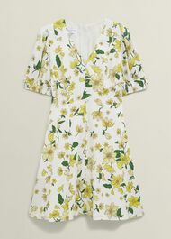 Coniston Floral Linen Blend Mini Dress, Ivory Multi, hi-res