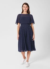 Petite Eleanor Fit And Flare Dress, Midnight Blue, hi-res