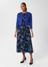 Carly Floral Midi Dress, Navy Blue, hi-res