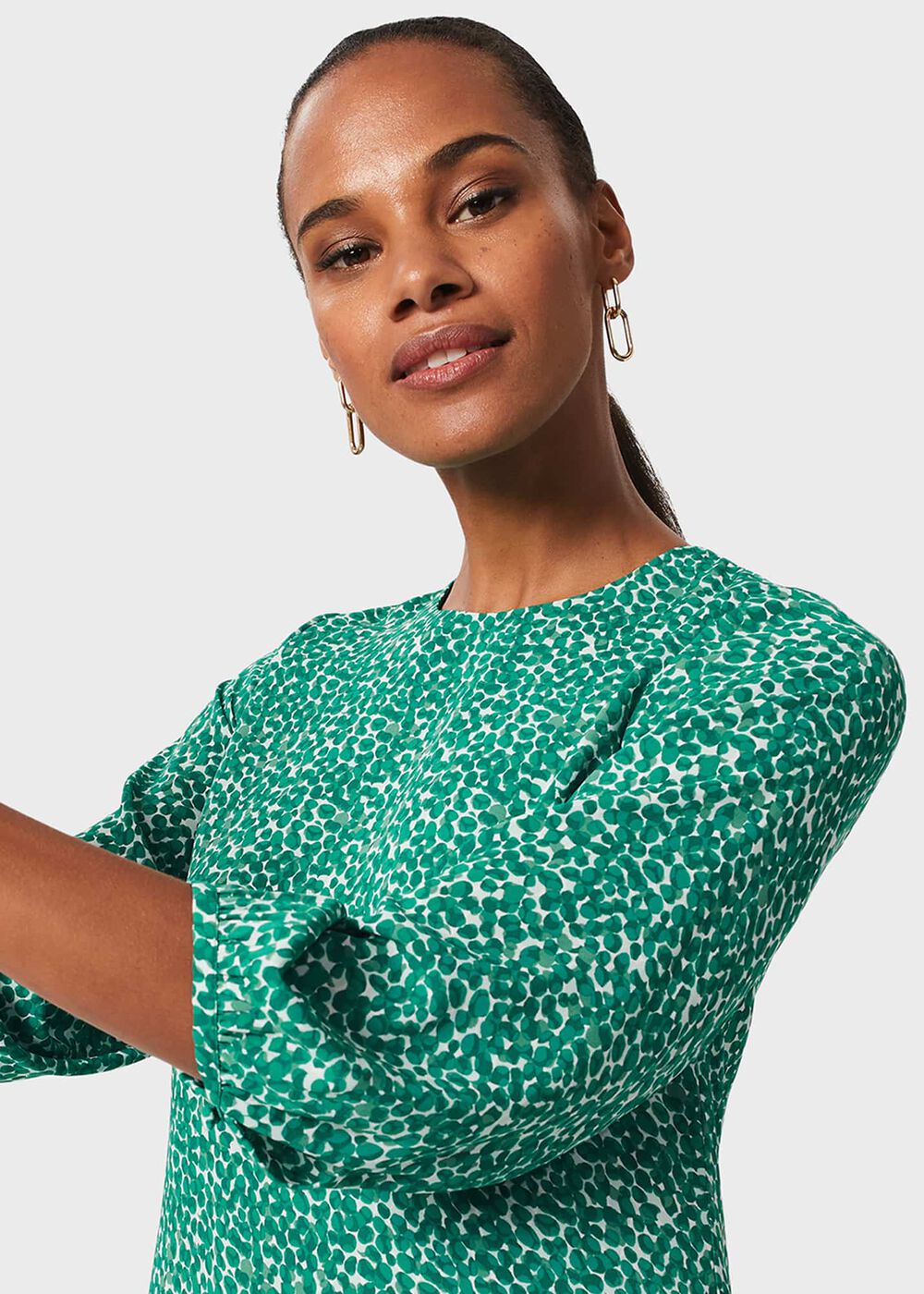 Petite Liana Spot Dress, Green Ivory, hi-res