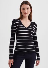 Nova Stripe Jumper, Navy Ivory, hi-res
