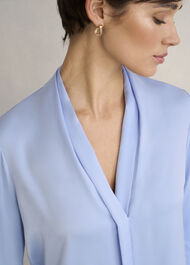 Claire V neck Top, Lavender Blue, hi-res