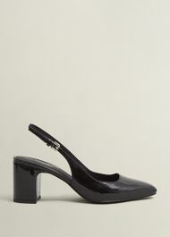 Lily Leather Slingbacks, Black, hi-res