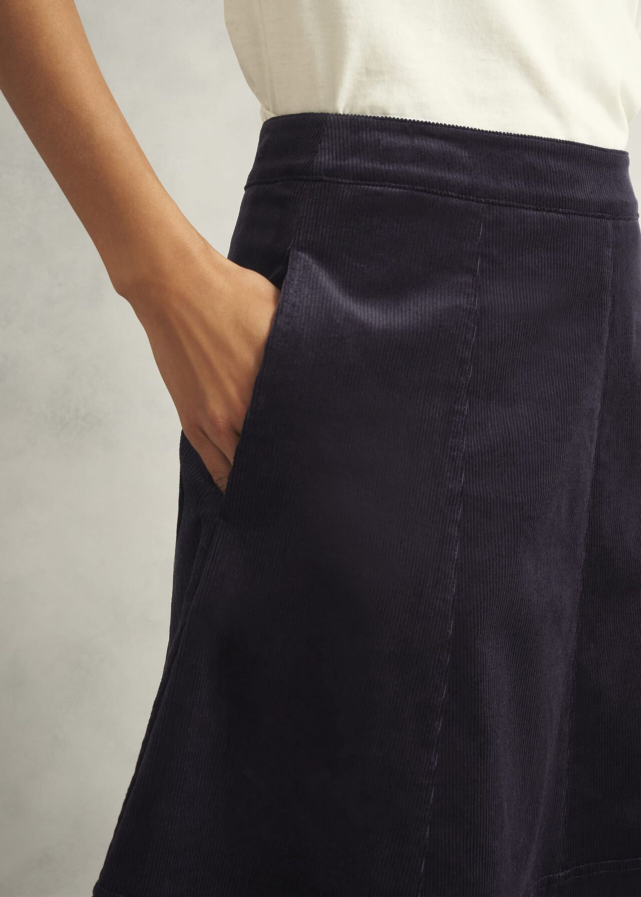 Clifton Cord Skirt, Navy, hi-res