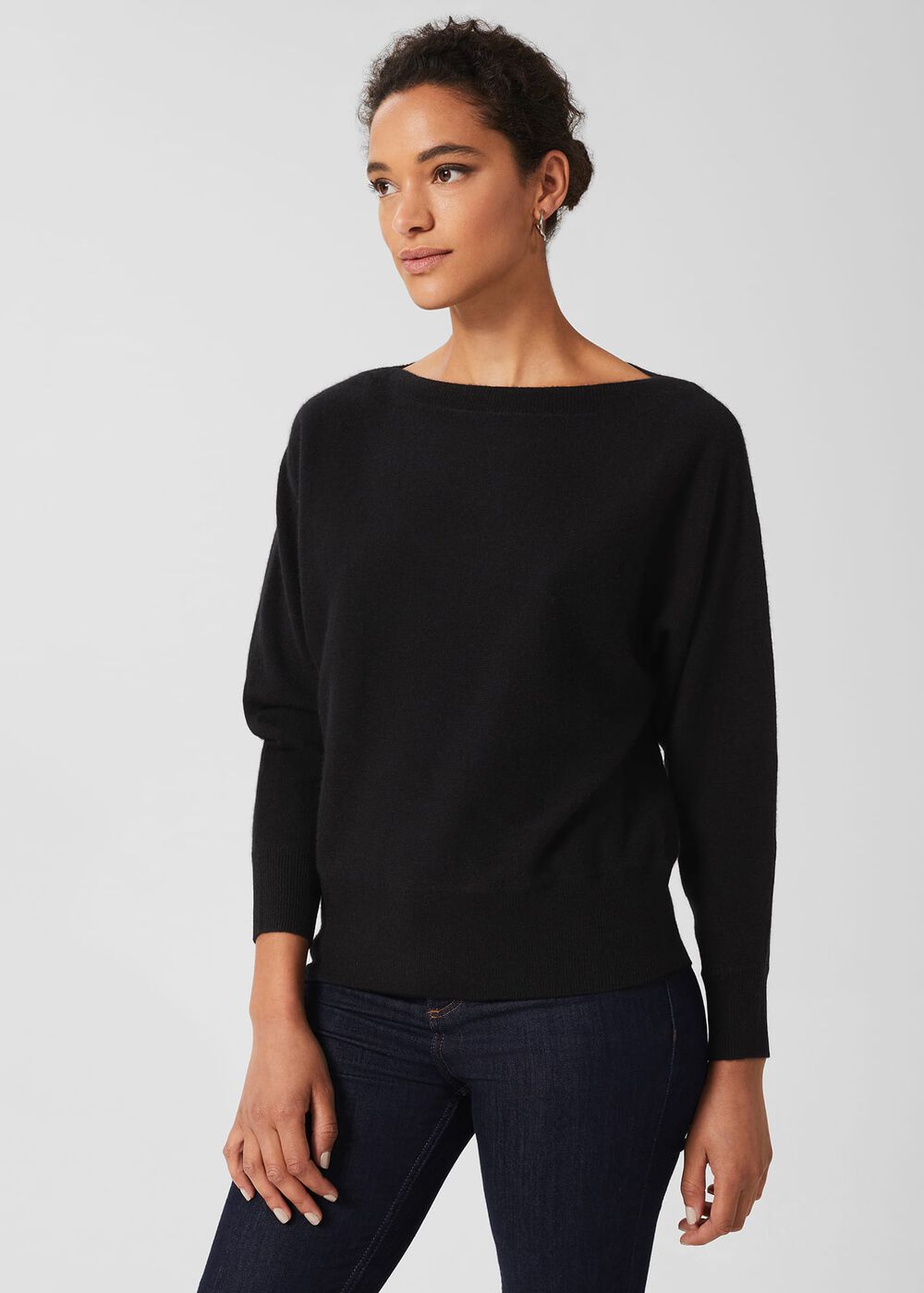 Cashmere Joanna Batwing Sweater, Black, hi-res