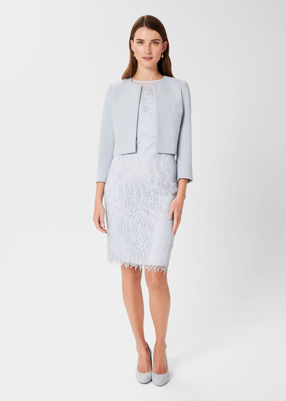Adela Lace Shift Dress, Pale Blue, hi-res