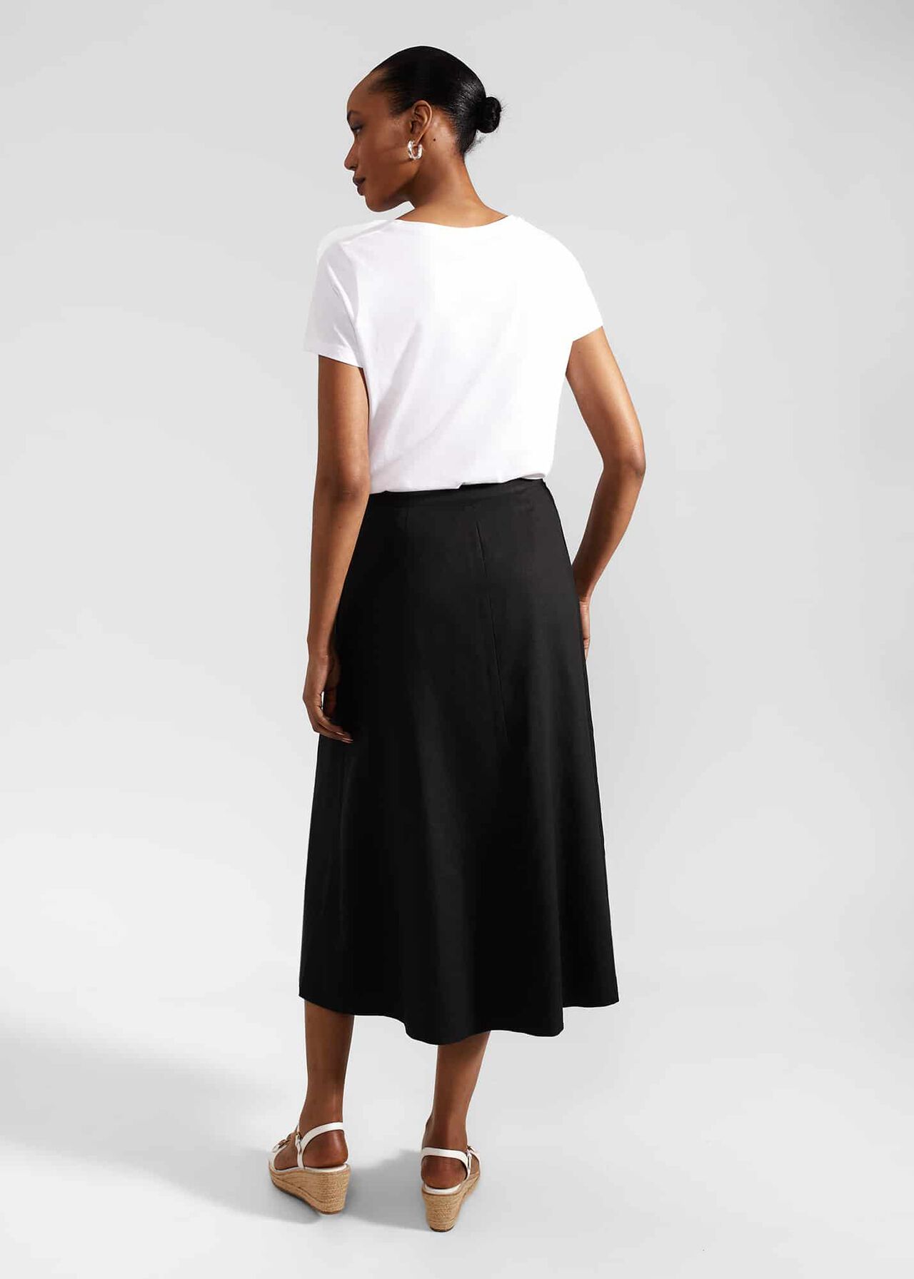 Lina Linen Skirt, Black, hi-res