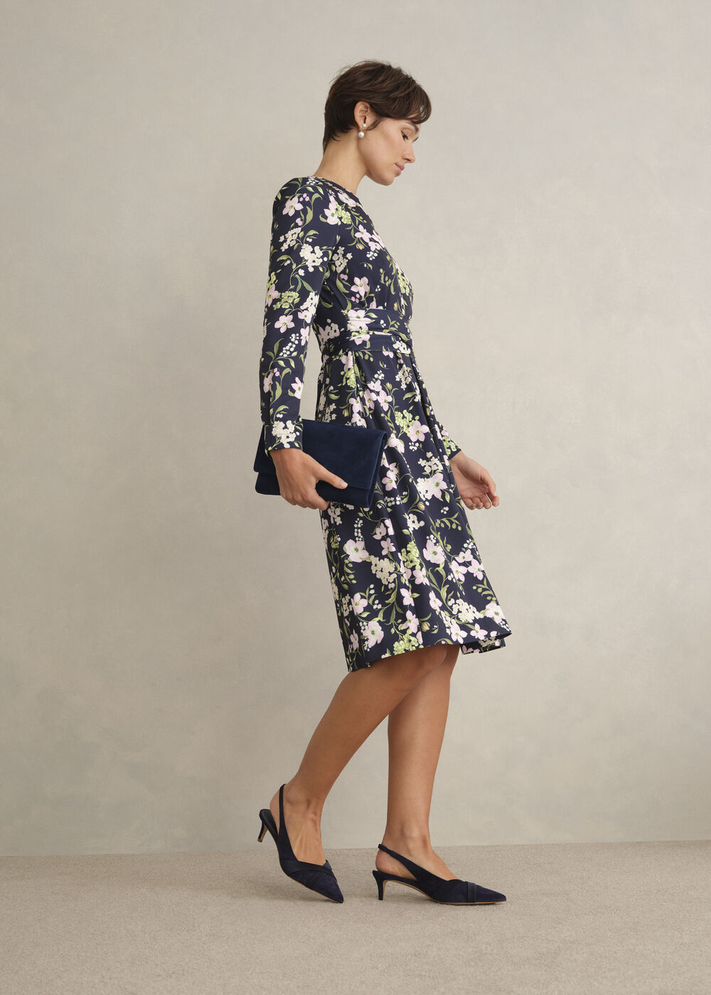 Petite Sabine Floral Tie Dress, Midnight Multi, hi-res