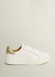 Dannie Leather Trainers, White, hi-res