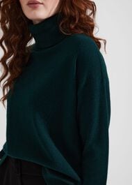 Delora Cashmere Roll Neck Jumper, Hawthorn Green, hi-res
