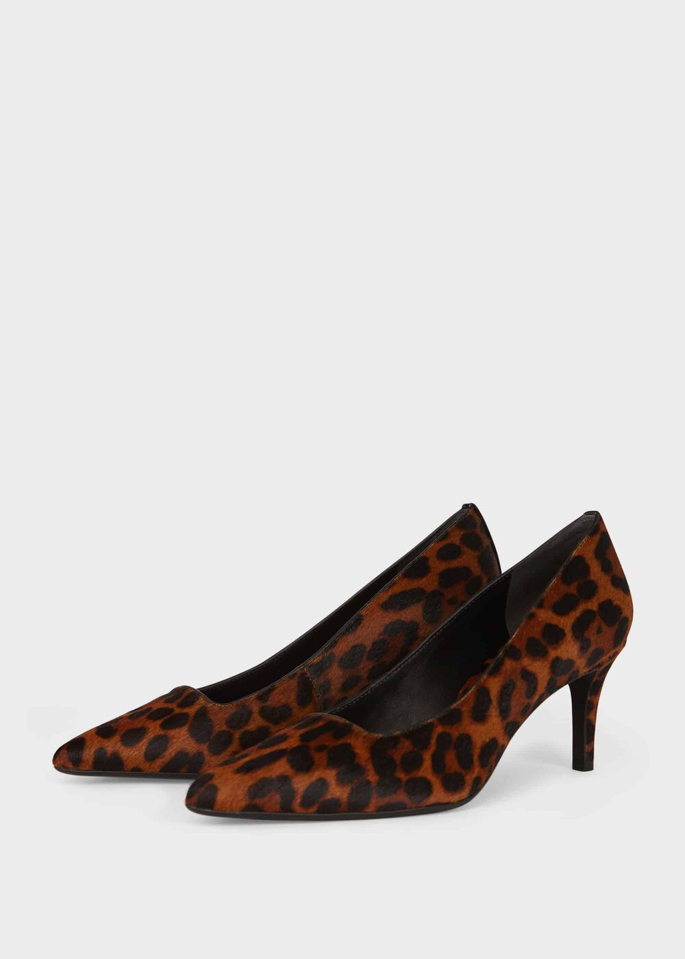Amy Animal Print Leather Court Shoes, Leopard, hi-res
