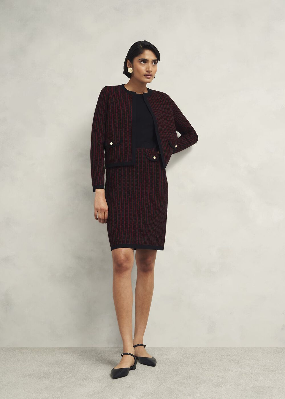 Perrie Knitted Dress, Black Rhubarb, hi-res