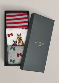 Festive Dog Sock Set, Red Multi, hi-res