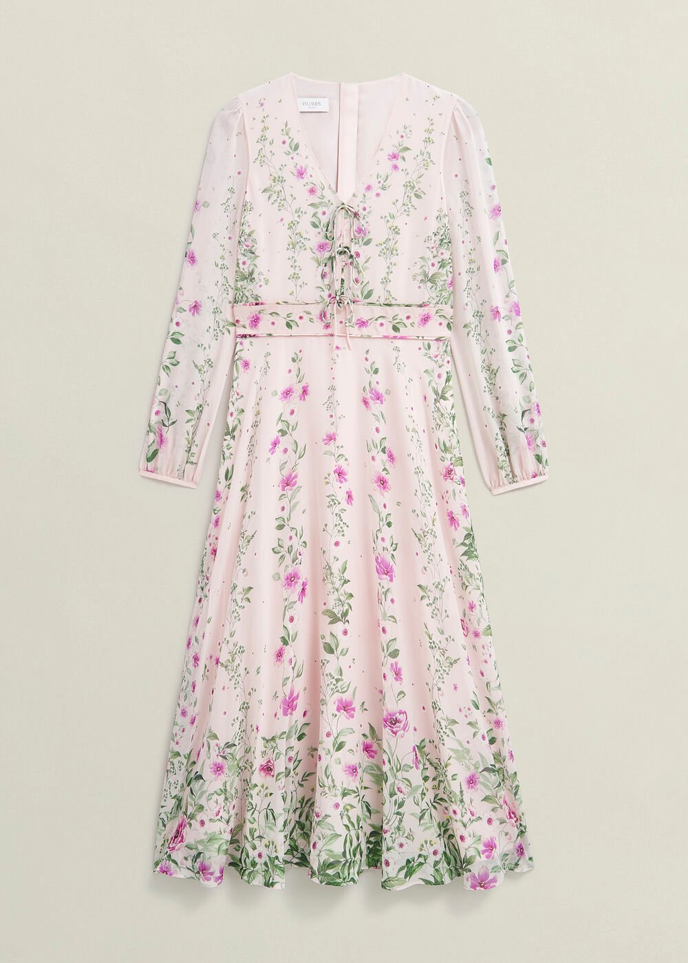 Fay Silk Bow Detail Dress, Pink Multi, hi-res