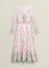 Fay Silk Bow Detail Dress, Pink Multi, hi-res