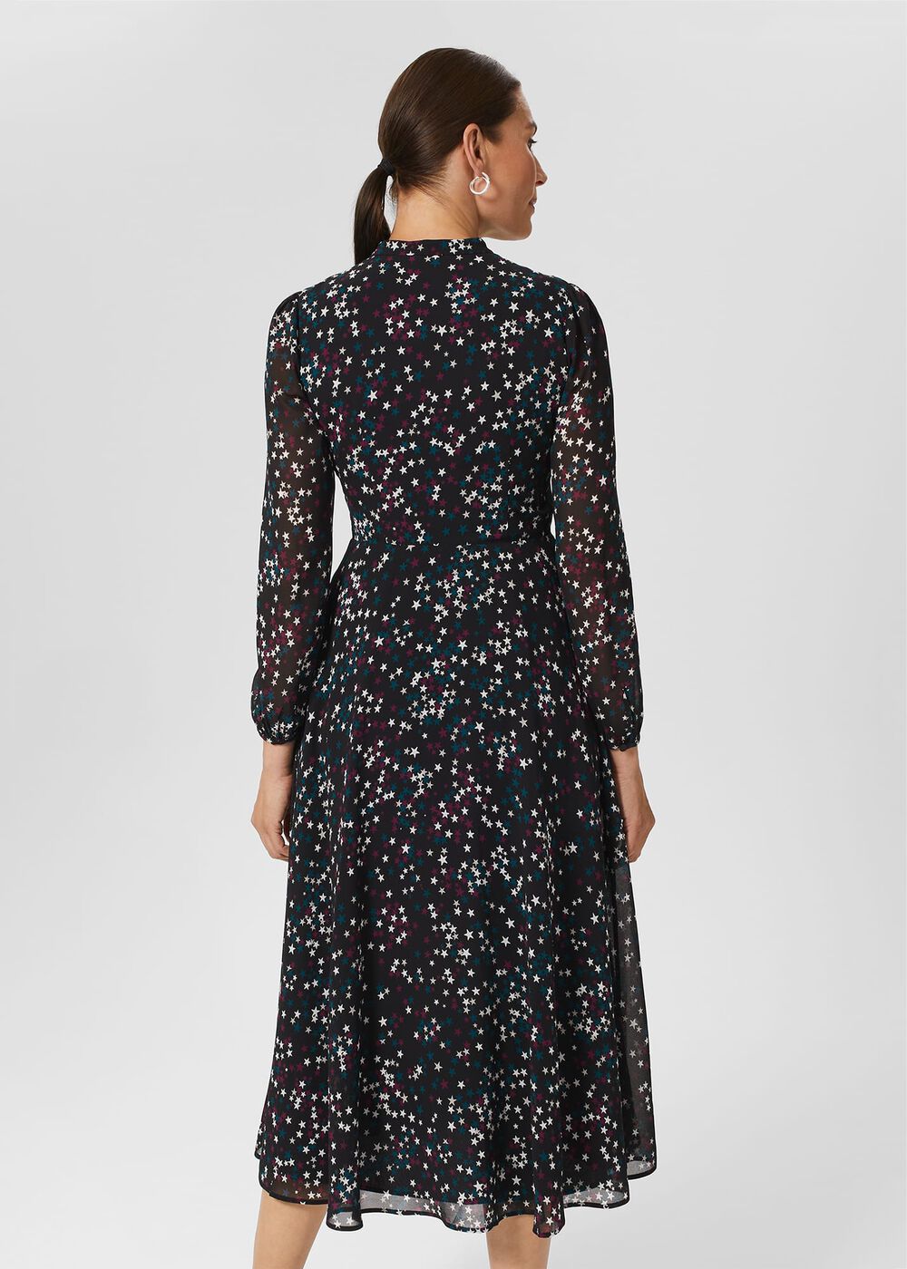 Erin Star Fit And Flare Dress, Black Multi, hi-res