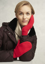 Philipa Knit Mittens, Red, hi-res