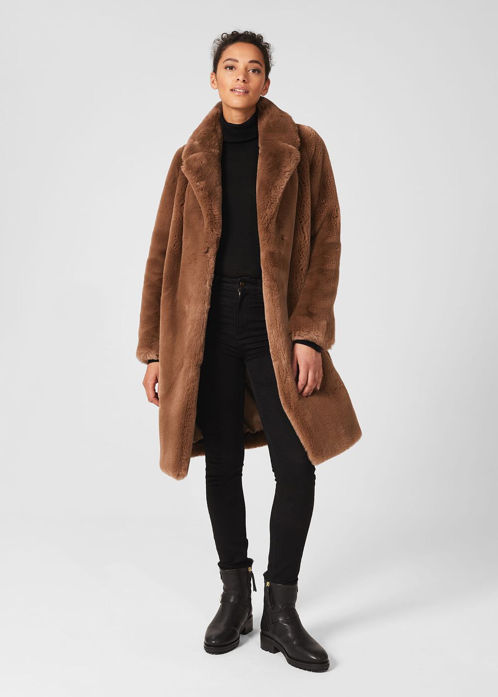 Georgia Faux Fur Coat, Camel, hi-res