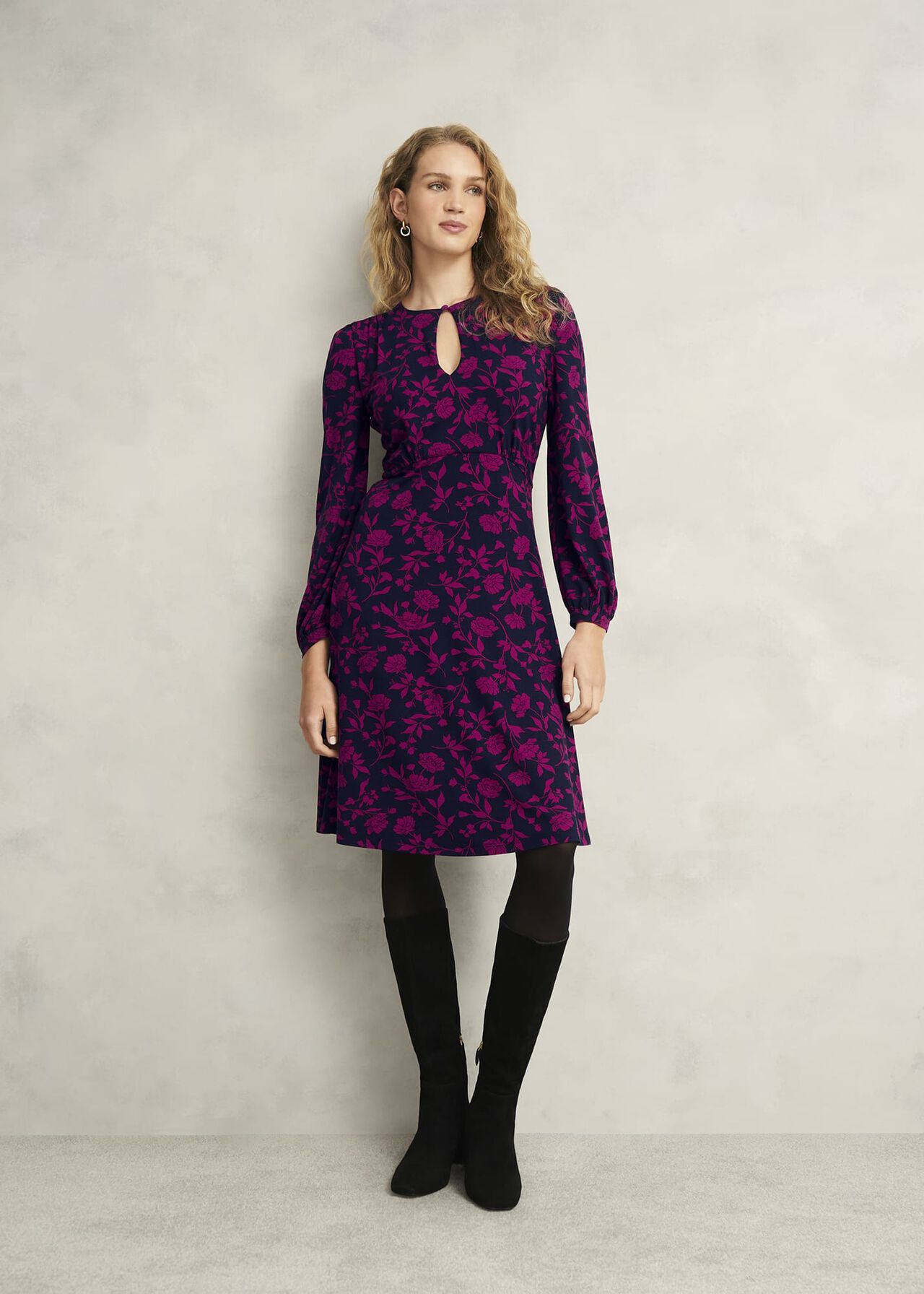 Grace Jersey Dress, Navy Pink, hi-res