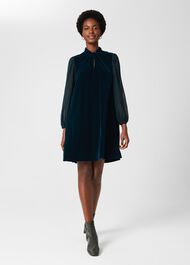 Faye Velvet Dress, Pine Green, hi-res