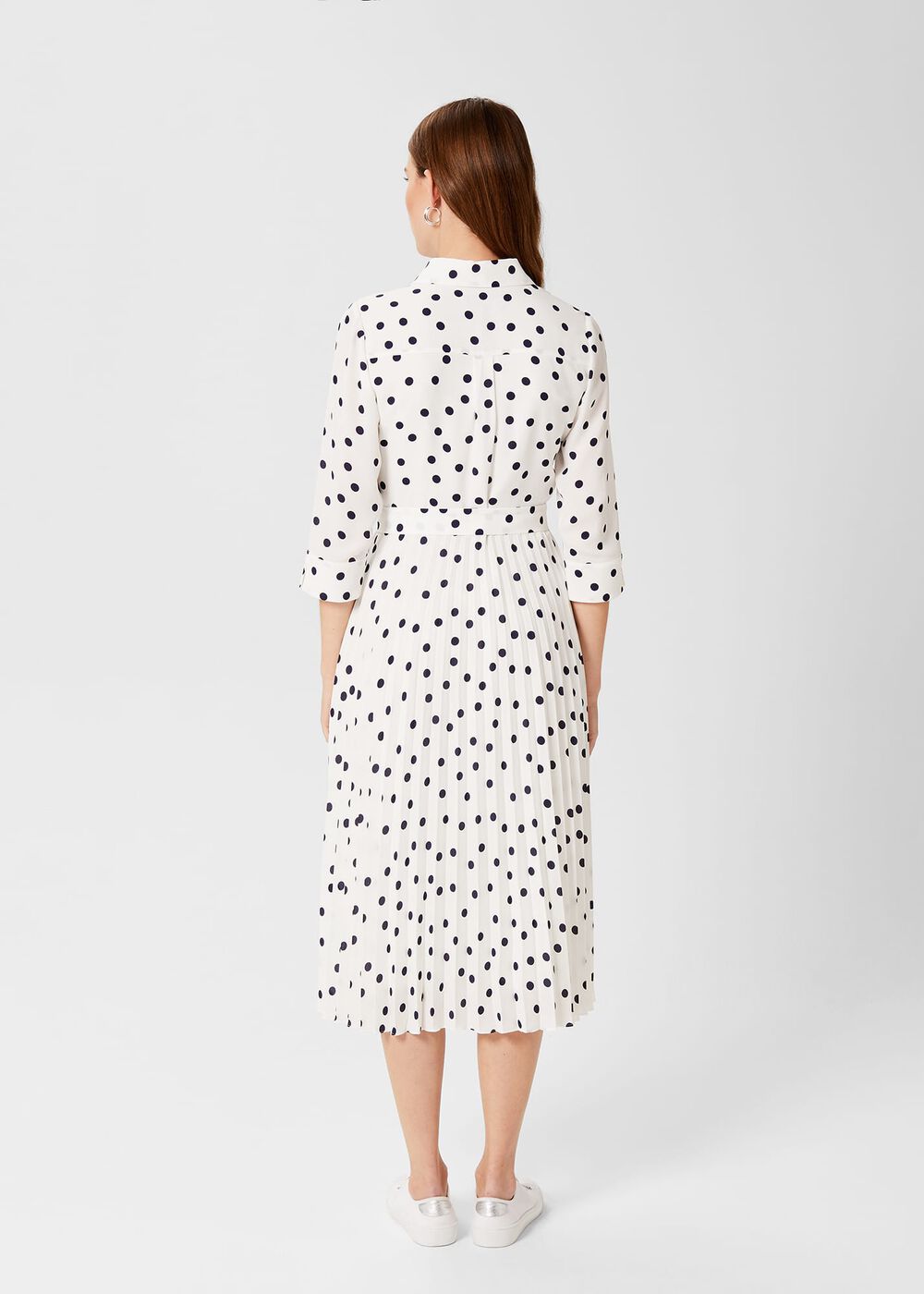 Leona Spot Midi Dress, Ivory Navy, hi-res