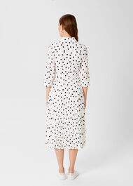 Leona Spot Midi Dress, Ivory Navy, hi-res