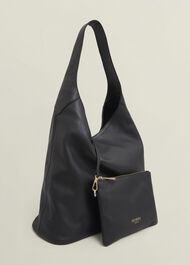Blakely Leather Shoulder Bag, Black, hi-res