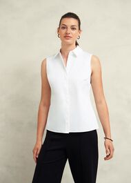 Vic Sleeveless Shirt , White, hi-res