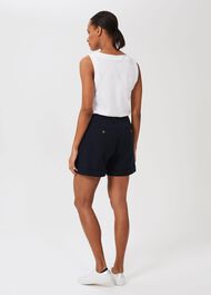 Chessie Cotton Blend Shorts With Stretch, Navy, hi-res