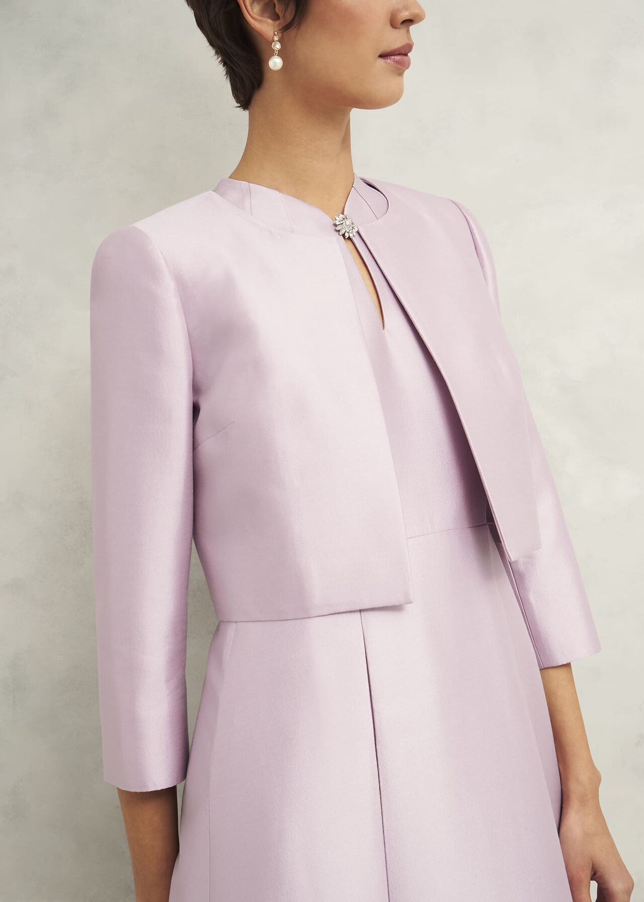 Rhea Wool Silk Jacket, Soft Petal Pink, hi-res