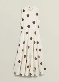 Petite Mia Spot Dress, Ivory Brown, hi-res