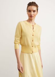 Tresco Wool Cashmere Cardigan, Lemon, hi-res