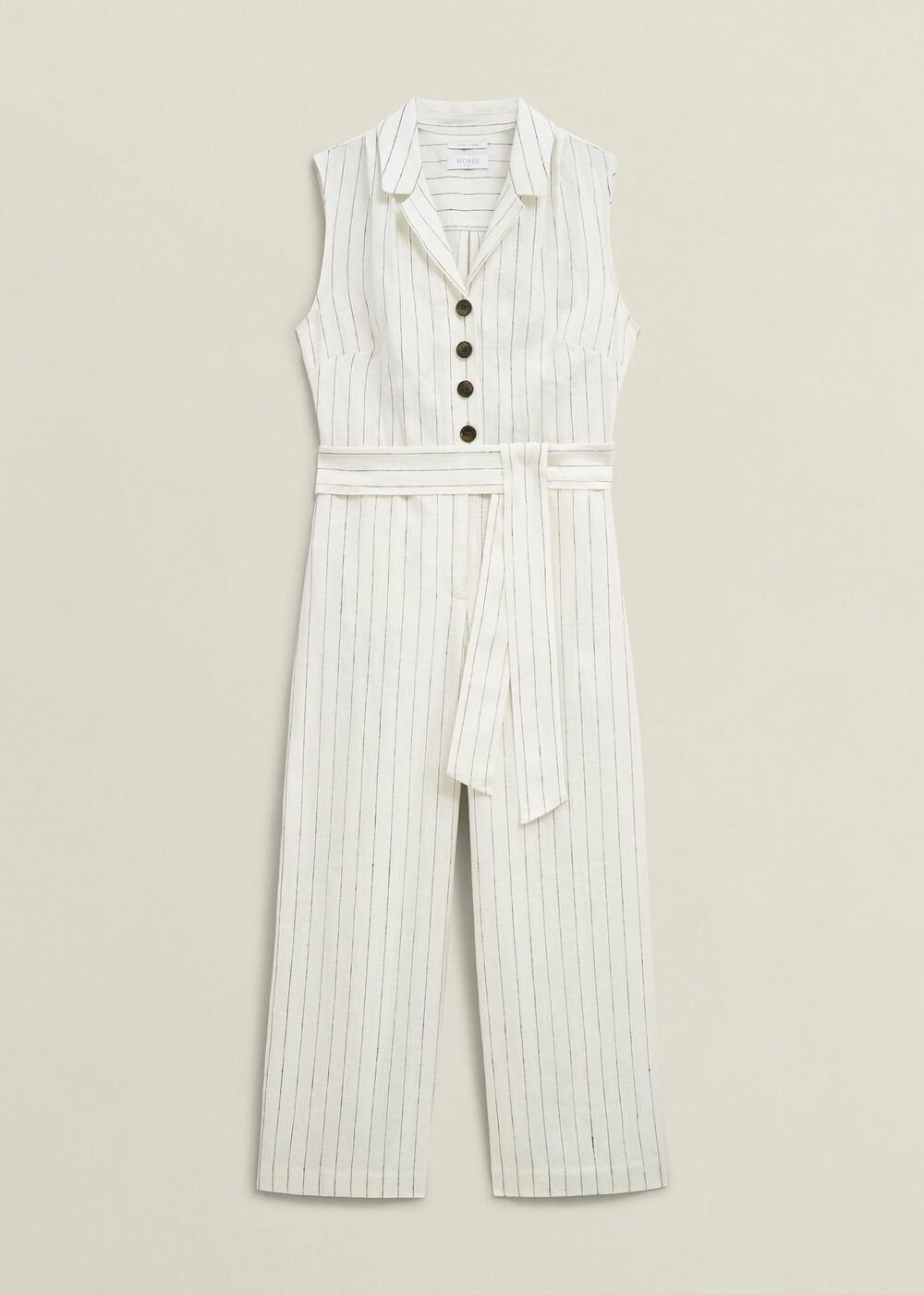 Destiny Linen Jumpsuit, Ivory Navy, hi-res