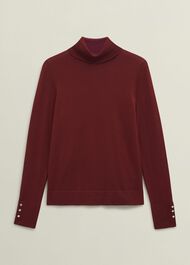 Lara Merino Rollneck Sweater, Beryl Red, hi-res